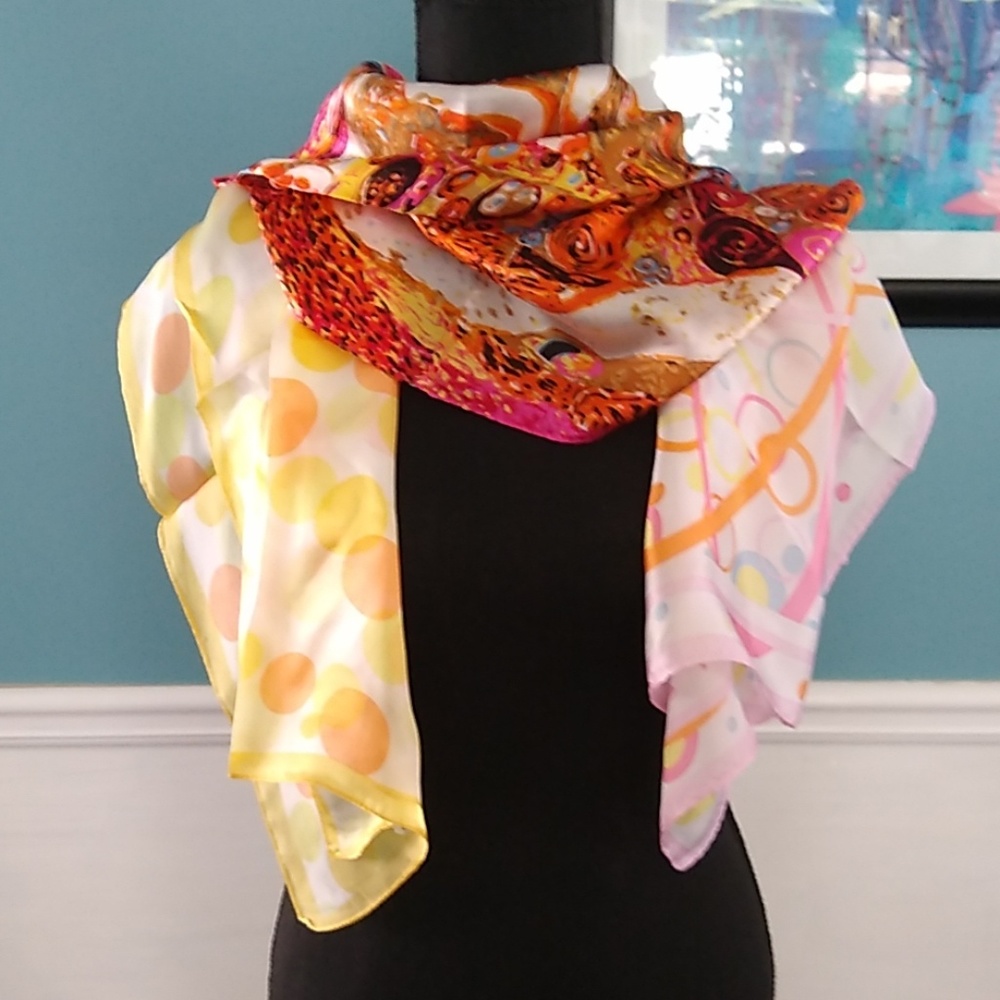 3 patterned silk scarves